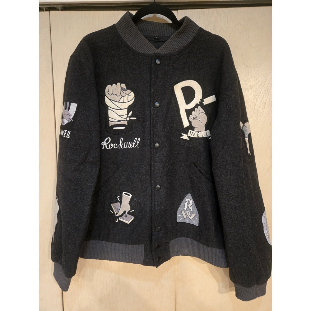 Rockwell by Piet Parra Broken Fist Varsity Jacket 2012 Wool Men's L Rare